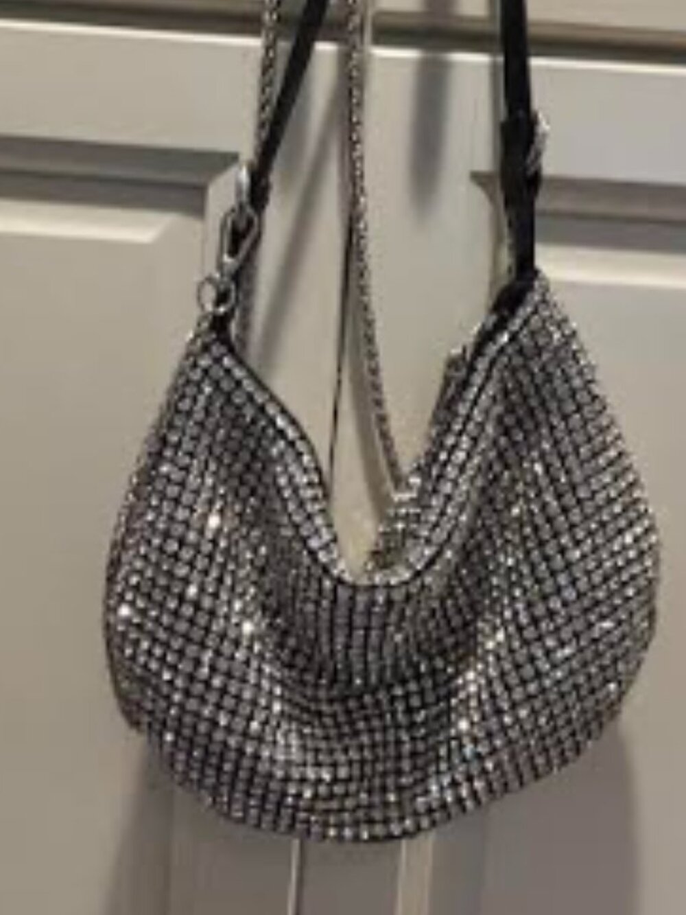 Metallic Silver Rhinestone Shoulder Bag –Never Used